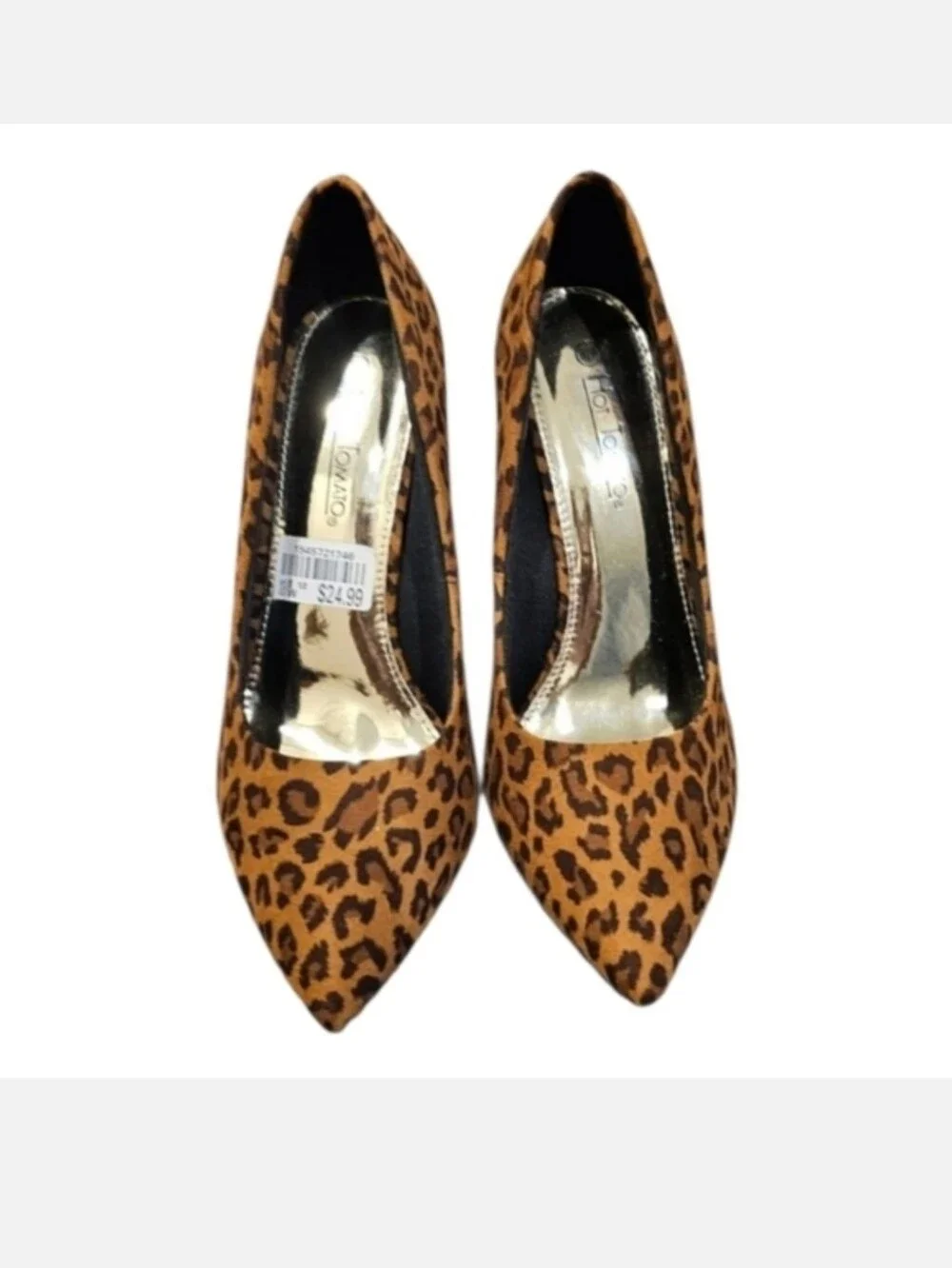 Hot Tomato Leopard Print Pointed Stiletto Pump - Brown & Black